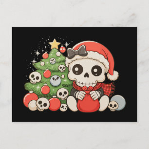 Christmas Gothic Cute Skeleton Skull Xmas Holiday Postcard