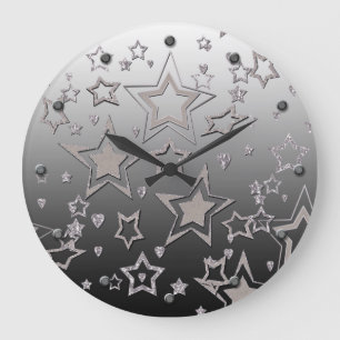Christmas gradient glitter shine confetti stars fu large clock