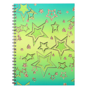 Christmas gradient glitter shine confetti stars fu notebook