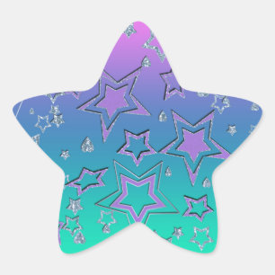 Christmas gradient glitter shine confetti stars fu star sticker