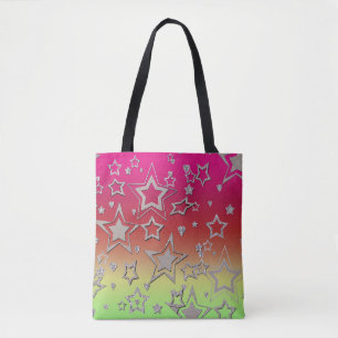Christmas gradient glitter shine confetti stars fu tote bag