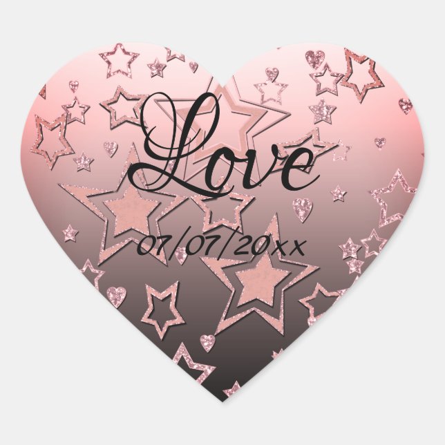 Christmas gradient glitter shine confetti stars heart sticker (Front)