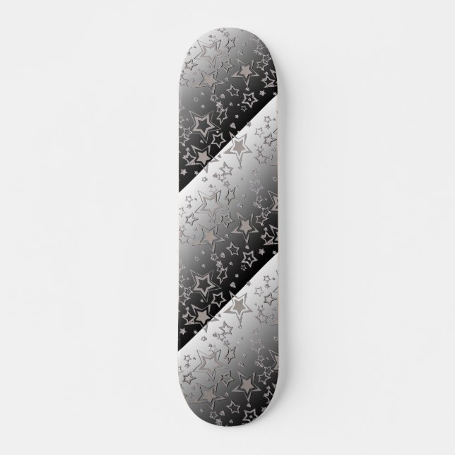 Christmas gradient glitter shine confetti stars  skateboard (Front)