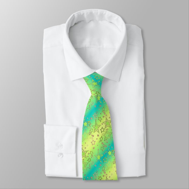 Christmas gradient glitter shine confetti stars  tie (Tied)