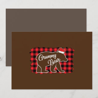 Christmas Grammy Bear Christmas Red Plaid Buffalo Invitation