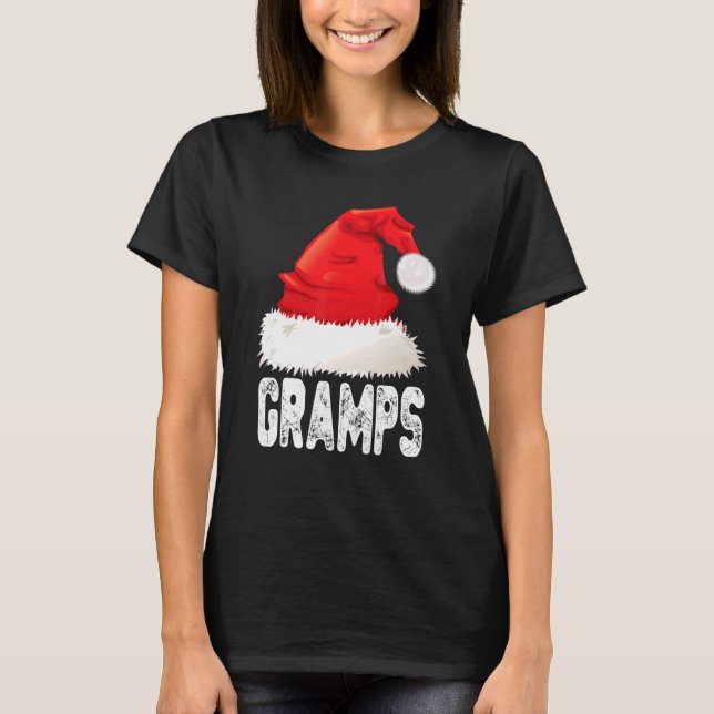 Christmas Gramps Santa Hat Xmas Matching Family T-Shirt (Front)