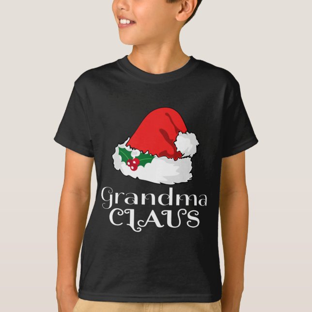Christmas Grandma Claus Matching Pajama Santa Hat  T-Shirt (Front)