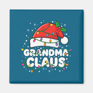 Christmas Grandma Claus Santa Hat Christmas Lights Magnet