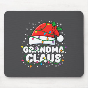 Christmas Grandma Claus Santa Hat Christmas Lights Mouse Pad