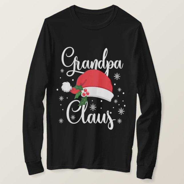 Christmas Grandpa Claus Matching Pajama Santa Hat  T-Shirt (Design Front)