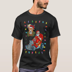 Christmas Graphic Pug Dog Santa Claus Racing Car T-Shirt