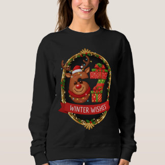 Christmas Graphic Santa Claus Reindeer Six Seven  Sweatshirt