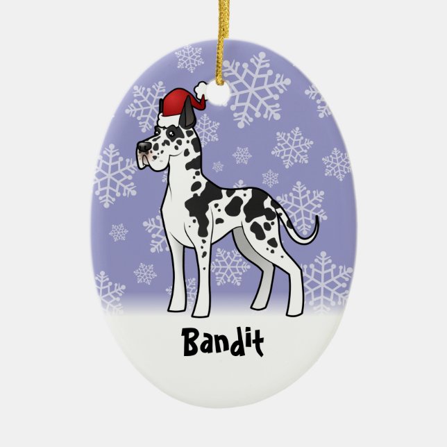 Christmas Great Dane(add your pets name) Ceramic Tree Decoration (Front)