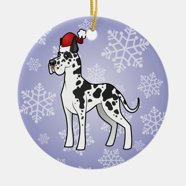 Christmas Great Dane Ceramic Tree Decoration (Front)