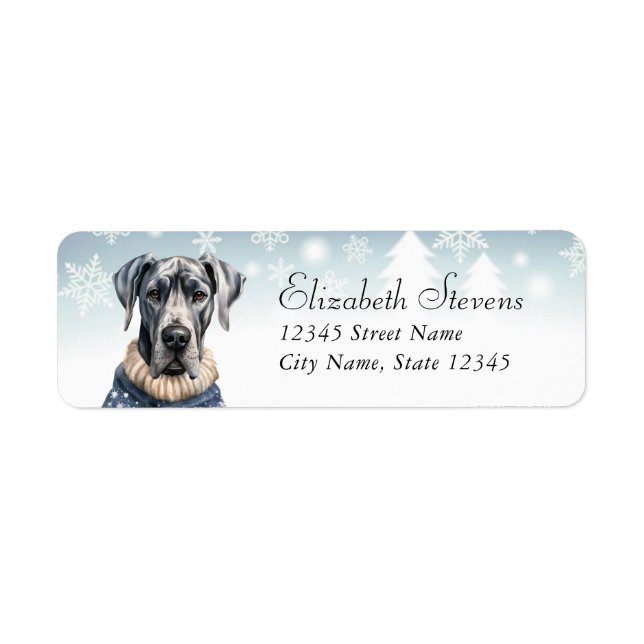 Christmas Great Dane Dog Return Address Labels (Front)