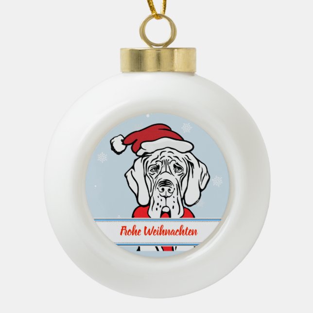 Christmas Great Dane Guy Ceramic Ball Christmas Ornament (Front)