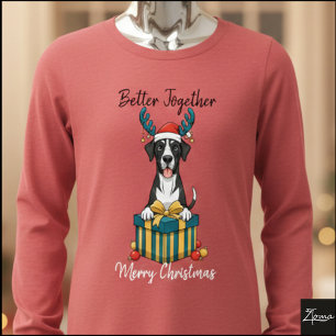 Christmas Great Dane Reindeer Gift Graphic Tri-Blend Shirt