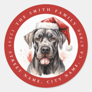 Christmas Great Dane Round Stickers