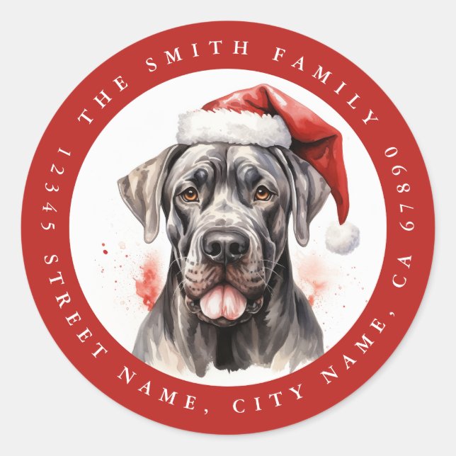 Christmas Great Dane Round Stickers (Front)