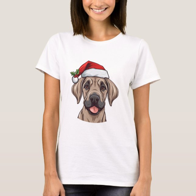 Christmas Great Dane T-shirt - Fawn (Front)
