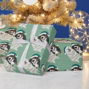 Christmas Great Pyrenees and Bernese Mountain Dog Wrapping Paper