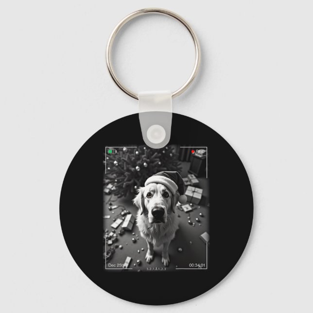 Christmas Great Pyrenees Caught On Camera  Key Ring (Front)