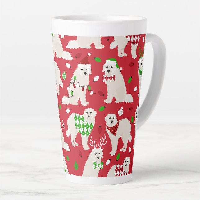 Christmas Great Pyrenees Dogs Latte Mug (Right Angle)