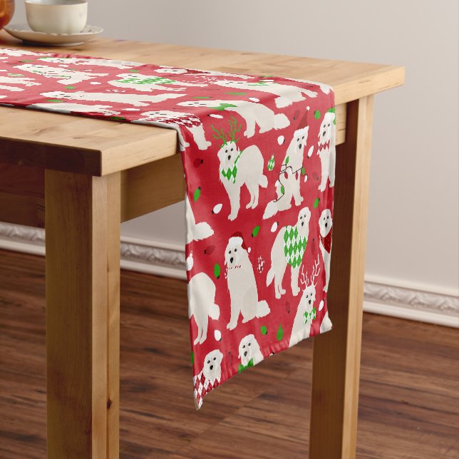  Christmas Great Pyrenees Dogs Short Table Runner (In Situ)