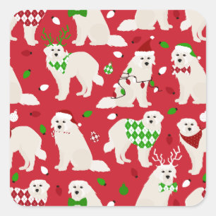 Christmas Great Pyrenees Dogs Square Sticker