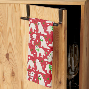 Christmas Great Pyrenees Dogs Tea Towel