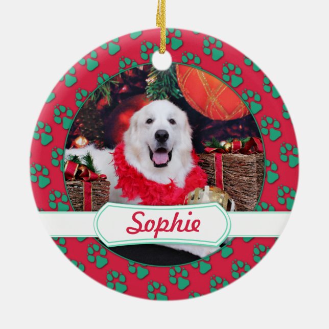 Christmas - Great Pyrenees - Sophie Ceramic Tree Decoration (Back)