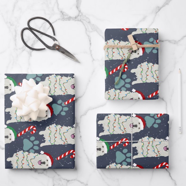 Christmas Great Pyrenees Wrapping Paper Sheet (Front)