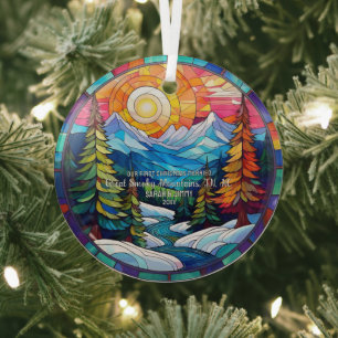 Christmas Great Smoky Mountain Stained Glass Coupl Tree Decoration