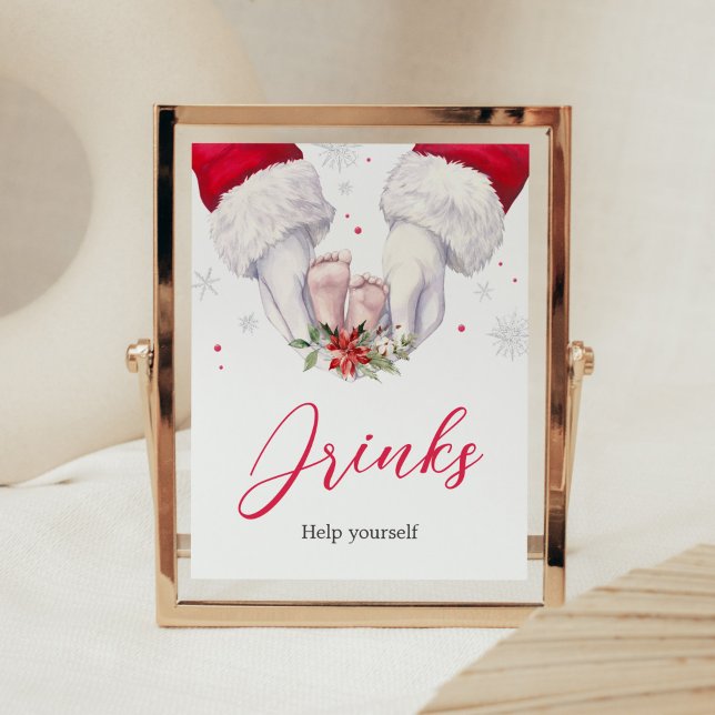 Christmas Greatest Gift Baby Shower Drinks Poster (Santa Christmas Greatest Gift Baby Shower Drinks Sign)