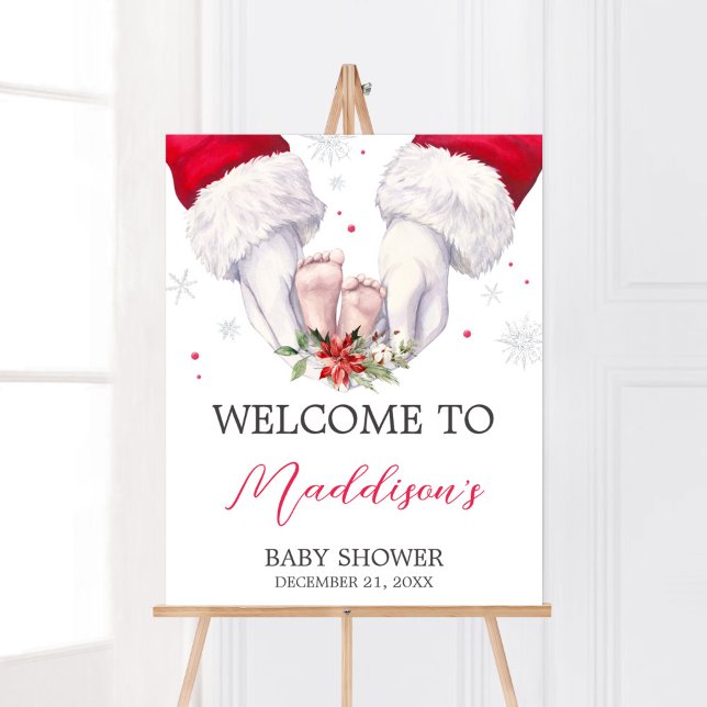 Christmas Greatest Gift Baby Shower Welcome Poster (Santa Christmas Greatest Gift Baby Shower Welcome Sign)