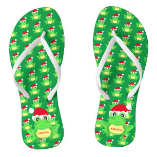 Christmas Gree Frog Santa Hat Pattern Name Flip Fl Jandals