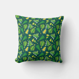 Christmas Green and Gold Tree Cushion