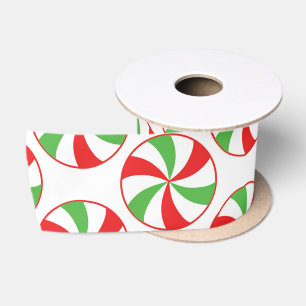 Christmas Green and Red Candy Cane Gift Ribbon Satin Ribbon