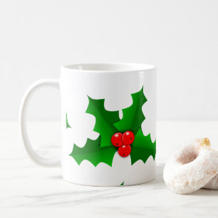Christmas Green and red holly Thunder_Cove Coffee Mug