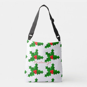 Christmas Green and red holly Thunder_Cove Crossbody Bag