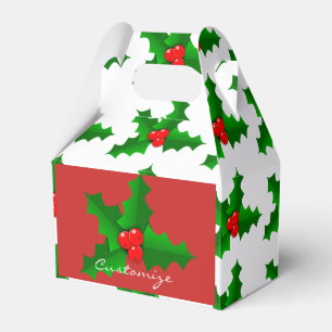 Christmas Green and red holly Thunder_Cove Favour Box