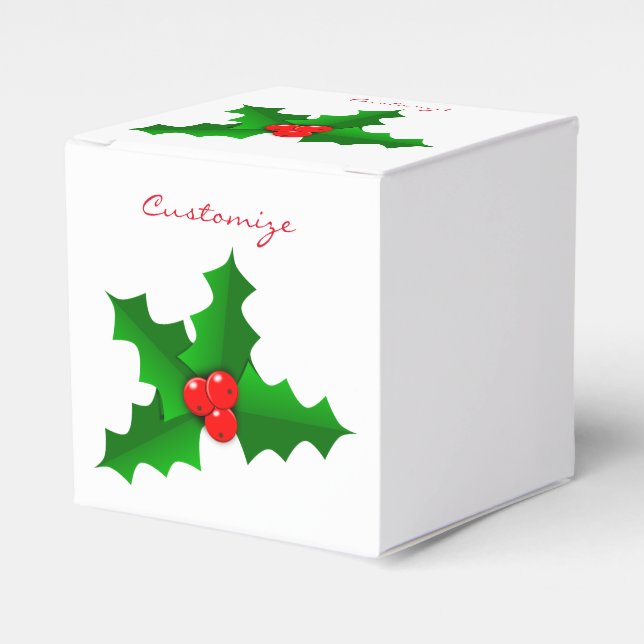 Christmas Green and red holly Thunder_Cove Favour Box (Front Side)