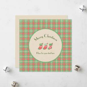 Christmas Green-based Plaid Flat Holiday Card