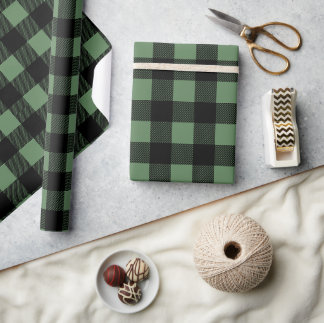 Christmas Green Buffalo Plaid Winter Wrapping Paper