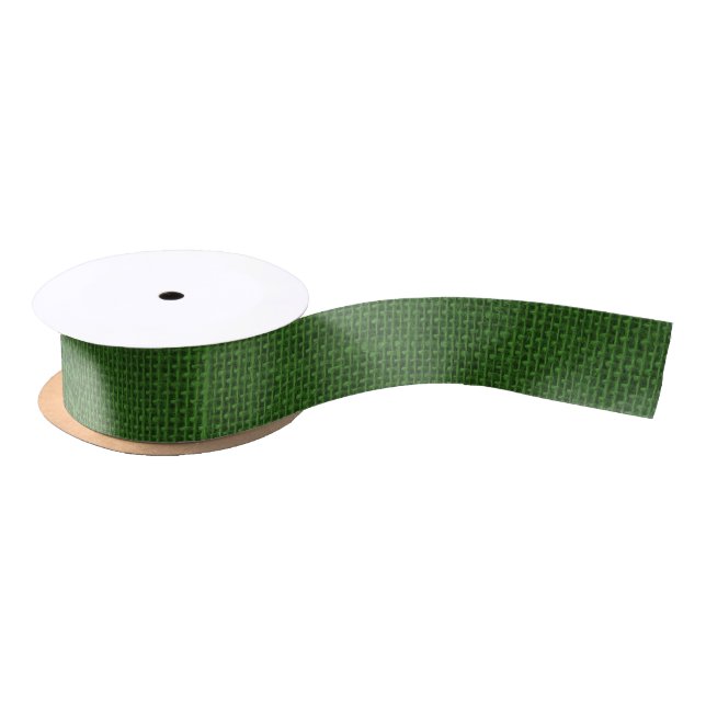 Christmas Green Burlap Satin Ribbon (Spool)