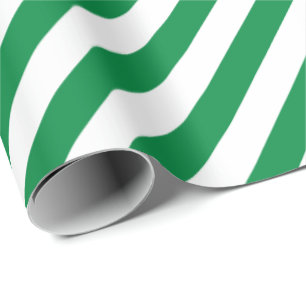 Christmas Green Colour White Stripes Xmas Holiday Wrapping Paper