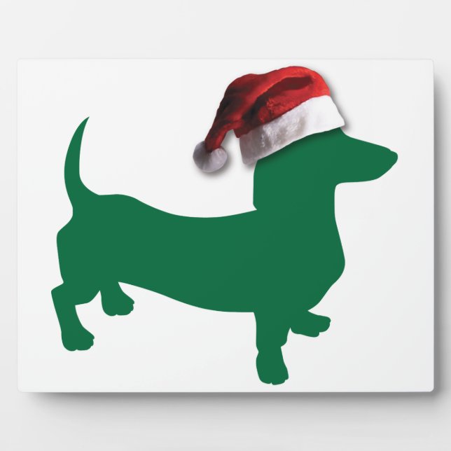 Christmas Green Dachshund Plaque (Front)