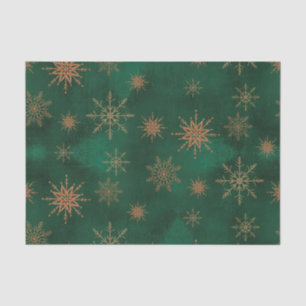 Christmas Green Elegant Gold Glitter Snowflakes Tissue Paper