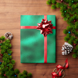 Christmas Green Elegant Modern Satin Look Pretty Wrapping Paper