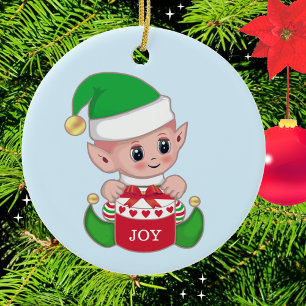 Christmas Green Elf Ceramic Tree Decoration